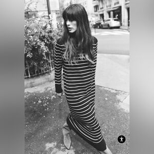 Zara Long Striped Knit Black and White Dress Size Small Ref 5536/165